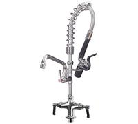 Pre-Rinse Kitchen Tap, Single Hole Pedestal Deck Mounted Heavy Duty Construction Spray Pre-Rinse Kitchen Sink Spring Faucet Chrome Finished,27 inch Taps Auspicious Clouds LWX