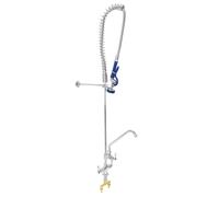 KuKoo Pre-Rinse Spray Tap, Pull Out Commercial Kitchen Sink Mixer Faucet, Deck Mounted Twin Pedestal