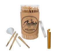 Pre Rolled Cones King Size Slim - 200 Pack | Jeffriz | 110mm Natural Unbleached Raw Paper Cones with Tips | Slow Burning | Cone Loader & Smell Proof Tube Included | Bulk Pre Roll Brown Rolling Papers