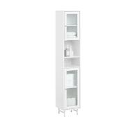Pre-sale SoBuy BZR118-W, Bathroom Tall Cabinet Tall Cupboard Storage Cabinet with 2 Glass Doors, White