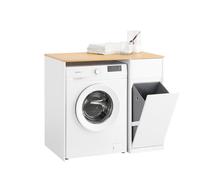 Pre-sale SoBuy BZR217-WN Washing Machine Cabinet - Bathroom Cabinet with Laundry Basket & Drawer, for Washing Machine & Dryer, Storage Unit in wood,