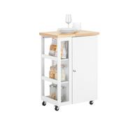 Pre-sale SoBuy FKW75-WN, Kitchen Storage Trolley Serving Trolley Kitchen Cabinet with 3-tier Side Storage Shelves, White