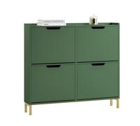 Pre-sale SoBuy FSR100-SY, Narrow Shoe Rack Shoe Cabinet with 4 Flip Drawers Slim Wooden Storage Cupboard for Hallway Entrance Foyer or Understairs Dar