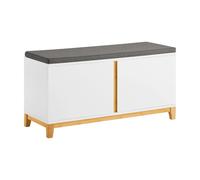 Pre-sale SoBuy FSR117-W Shoe Storage Bench Shoe Rack with Seat Cushion - Large Capacity Cabinet with Adjustable Shelves and 150kg Load - Entryway Hall