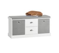 Pre-sale SoBuy FSR66-HG, 2 Baskets 2 Drawers Hallway Bedroom Storage Shoe Bench with Seat Cushion, Grey