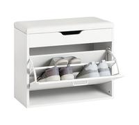 SoBuy Shoe Bench Shoe Rack with Folding Seat,FSR95-W White