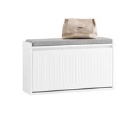 Pre-sale SoBuy FSR98-L-W, Shoe Storage Bench with Cushion - Shoe Rack & Cabinet with Flip Drawers, Modern Design, Space-Saving, 155kg Load Capacity, I