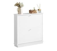 Pre-sale SoBuy FSR99-W, Slim Shoe Cabinet Shoe Storage Rack - 2 Flip Drawers Narrow Cupboard Organizer, Ideal for Hallway Entryway, White MDF, W76 x