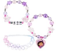 Gabby's Dollhouse Floral Beads & "MEOW" Pastel Base Charm Bracelet Set | Official Costume Jewellery for Girls Ages 3+ - Great for Themed Gift and Imaginative Play