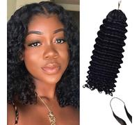 Pre-Separated Crochet Human Hair Knotless Deep Wave Human Hair Extensions For Braiding Feather Crochet Curly Hair Extensions For Black Women 14 inch 100g