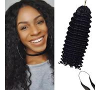 Pre-Separated Crochet Human Hair Knotless Deep Wave Human Hair Extensions For Braiding Feather Crochet Curly Hair Extensions For Black Women 16 inch 100g