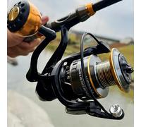 Pre-Spooled Fishing Reel, 1000-7000 Series, 5.2:1 Gear Ratio, Left/Right Interchangeable Handle, Metal Spool - Ready to Fish (HE6000 with 15.4LB Fishing Line)