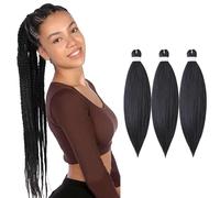 Pre Stretched Braid (PACK OF 3) 28" long Easy Braiding Crochet Anti Bacterial Yaki Texture Hair Extension Ombre Hot Water setting No Itch 270g, 28" by Smart Braid COLOUR 1 Jet Black (UK SELLER)