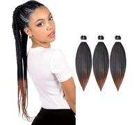 Pre Stretched Braid (PACK OF 3) 28" long Easy Braiding Crochet Anti Bacterial Yaki Texture Hair Extension Ombre Hot Water setting No Itch 270g, by Smart Braid COLOUR T1B/30 (UK SELLER)
