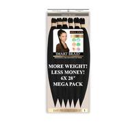 Pre Stretched Braid (PACK OF 6) by Smart Braid 28" long Easy Braiding Crochet Anti Bacterial Yaki Texture Hair Extension Ombre Hot Water setting No Itch 420g. (1)