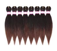 Pre-Stretched Braiding Hair 12Inch 8 Packs Ombre Short Synthetic Crochet Extensions - Yaki Straight (#1B/30)