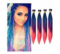 Pre Stretched Braiding Hair 26 Inch 4 Packs Professional Soft Yaki braiding Hair For Braids Hot Water Setting Synthetic Crochet Hair Extensions (26 Inches, Pack of 8 Blue/Purple/Pink)