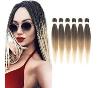 Pre-stretched Braiding Hair 26 inch 6 Packs Professional Synthetic Fiber Crochet EZ Braids Yaki Texture Braiding Hair Extensions (1B/27/613)