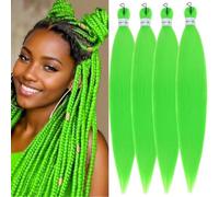Pre Stretched Braiding Hair 26 Inch, Braiding Hair Extensions Synthetic Crochet Braids Hair, Texture Pink Green Brading Hair Extensions for Box Braids (4, green)