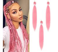 Pre Stretched Braiding Hair - 26 Inch Soft Yaki Texture 3 Packs Crochet Hair Extensions - Pink Braids for Black Women