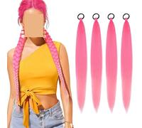 Pre-Stretched Braiding Hair, 26 Inch Synthetic Braids for Women (2 Pack), Tangle-Free for Cosplay & Halloween (Blue)(Pink,Pack of 4)