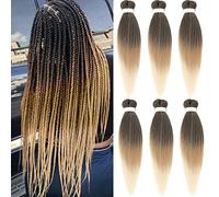Pre-stretched Braiding Hair Easy Braid 6 Packs Professional Synthetic Fiber Crochet EZ Braids Yaki Texture Braiding Hair Extensions(1B/27/613,20 inch)