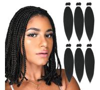 Pre-Stretched Braiding Hair Easy Braid Professional Itch- Synthetic Fibre Crochet Braids Yaki Texture Hair Extensions 6 Packs Braid Hair (16 Inch(Pack of 6), 1B#)