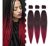Pre stretched Braiding Hair Extension Afro Ombre Crochet Braidded Hair 20inch Jambo Braids Hot Water Setting 3packs/LOT Black to Dark Red