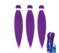Pre-stretched synthetic braided hair, 24-inch purple female extension -soft and untwisted(3PC)