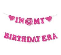 Pre-Strung Birthday Era Decorations, Rose Red Friendship Birthday Banner Glitter Birthday Era Banner Shiny Birthday Era Garland Popular in My Birthday Era Banner for Cake Party Boys Girls