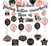 Pre-Strung Good Luck Finding Better Coworker Than Us Coworker Leaving Decorations We Will Miss You Banner Goodbye Party Decorations with Farewell Banner Hanging Swirls Balloons Glitter Black Pink
