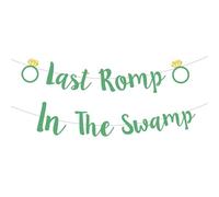 Pre-Strung Last Romp in The Swamp Banner, Glitter Green Bachelorette Party Decorations, Funny Bridal Shower Party Supplies Decorations