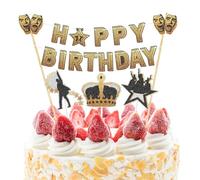 Pre-Strung Musical Theatre Birthday Cake Flag Banner - 6pcs Music Lover Cake Topper Bunting - Broadway American History Fans Happy Birthday Party Decorations 03