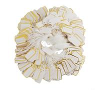 Pre-Strung Paper Tags 500pcs 1.8x1 Inch White(Gold-500pcs)