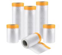 Pre-Taped Masking Film Roll for Efficient Spray Painting, Self-Adhesive Plastic Dust Cover for Furniture, Floors, Sofas & Cars During Home Renovation Projects 2 Rolls 3mx20m