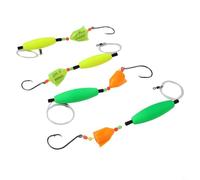 Pre Tied Catfish Float Rigs with Circle Hooks, 4pcs Double Rattle Beads Slip Knot Fishing Rig, Foam Bell Bite Indicator for Trophy Big Catfish Setup(Rocket bell model)