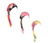 Pre Tied Chemo Head Scarf 3 Packed Beanie Skull Cover Cap for Women (Set6-Long Style), L23-3 Packed, Medium