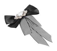 Pre-tied Cloth Bow Tie Brooch with Back Pin for Dress Skirt | Alloy and Cloth Build, White Finish, Easy to Wear, Gentle on Clothes, Pin on Back