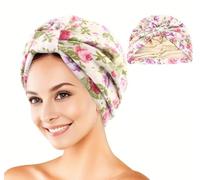 Pre Tied Headwrap Chemo Headwear Women Beanie Scarf Turban Cap Satin Lined Style Alopecia Bandana Headscarf (Cream Floral)