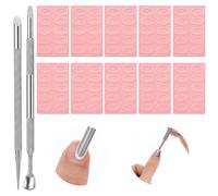 Pre-Treatment Cuticle Pusher Dual Ended Cuticle Remover Metal Russian Prep Nail Pushers with 180 Grit Sandpaper Sheets Nail Care for Fingernails Toenails Manicure Pedicure Nail Art Care Tools