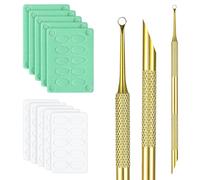 Pre-treatment Cuticle Pusher with 2 Ends, Russian Prep Nail Pushers, Cuticle Remover with Sandpaper Sheets, Nail Care for Manicure Pedicure Nails Art, Gold