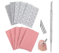 Pre-Treatment Round Cuticle Pusher, Dual Ended Cuticle Remover with 10 Sheets 180/240 Grit Self-adhesive Sandpaper Sheet, Round Nails Cuticles Pusher for Nail Care Polishing Manicure Pedicure Nail