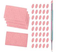 Pre-Treatment Round Cuticle Pusher, Dual Ended Cuticle Remover with 20Pcs 100/150/180/240 Grit Self-Adhesive Sandpaper Sheet, Round Nails Cuticles Pusher for Nail Care Polishing Manicure Pedicure Nail
