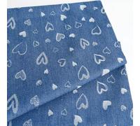 Pre-Washed Cotton Jacquard Denim Fabric,9.7 oz Sky Blue Heart Pattern,69" Widthfor Jeans, Jackets & DIY Sewing (2 Yard pre Cut)