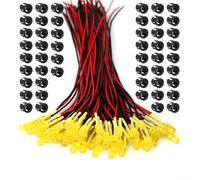 Pre Wired 5mm LED Diodes 3V to 12V Compatible for Automotive Use, For Model Building, Electronic Learning Kits, Signal Devices and Testing (Yellow)