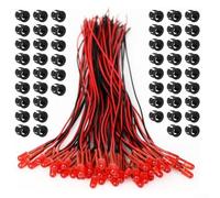 Pre Wired 5mm LED Diodes 3V to 12V Compatible for Automotive Use, For Model Building, Electronic Learning Kits, Signal Devices and Testing (Red)