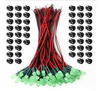 Pre Wired 5mm LED Diodes 3V to 12V Compatible for Automotive Use, For Model Building, Electronic Learning Kits, Signal Devices and Testing (Green)