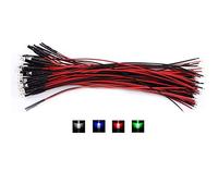 Pre-Wired Diffused LED Diodes Light DC 9-12V 3 5 10mm Water Clear White Red Blue Green Light 50Pcs(bianca-3mm)