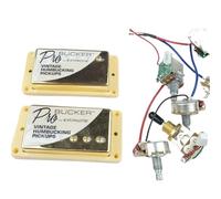 Pre-Wired Pickup Harness Kit Guitar Pickups Alnico Electric Guitar Humbucker Pickups With Pro Wiring Harness Gold Cover(Set 2)