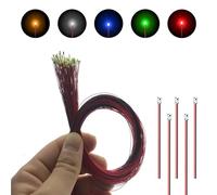 Pre-Wired SMD 100pcs 0402 Micro LED Lights Kit, in 10 Colors (White, Warm White, Red, Blue, Green, Yellow, Purple, Ice-Blue, Orange) with Wires, 4 Connectors & 2 Battery Boxes - for DIY Model Projects
